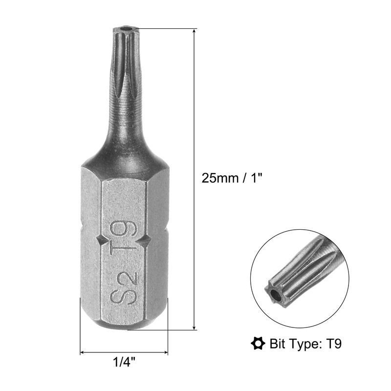 uxcell Torx Bits 1/4 Inch Hex Shank 25mm Length Magnetic