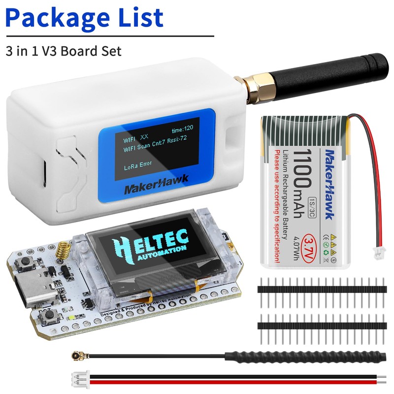 ESP32 LoRa V3 Development Board + 1100mAh Battery + N30