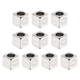 sourcing map 10Pcs Stainless Steels Letter Beads Alphabet Letter O Cube Silver Metallic Large Square Metal Dice Beads for Jewelry Bracelets Necklaces Earrings