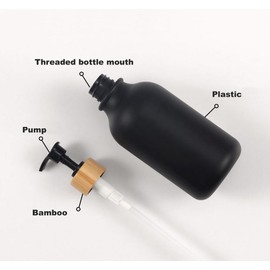 500ml 16.7oz Black Soap Dispenser with Bamboo Pump Refillable Dish Soap Hand Soap Lotion Dispenser Cosmetic Container Bottle Jar for Kitchen Bathroom