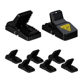 Relaxdays Mouse Traps Set of 8 Reusable Mouse Traps Hygienic & Toxin-Free Plastic Black