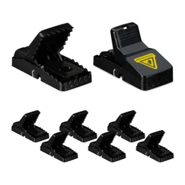 Relaxdays Mouse Traps Set of 8 Reusable Mouse Traps Hygienic & Toxin-Free Plastic Black