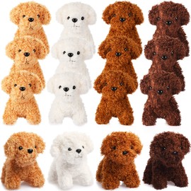 12 Pieces Mini Plush Dogs Stuffed Puppy with Keychains Dog Party Favors Small Stuffed Animals Mini Soft Toys for Kids Fillers Carnival Prizes Birthday Party, 4.8 Inch (Cute Style)