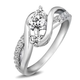 ZLAEBL 1 ct three stone Moissanite engagement rings for women 925 sterling silver twisting Moissanite rings Platinum Plated Silver ring for Women Wedding band, 10