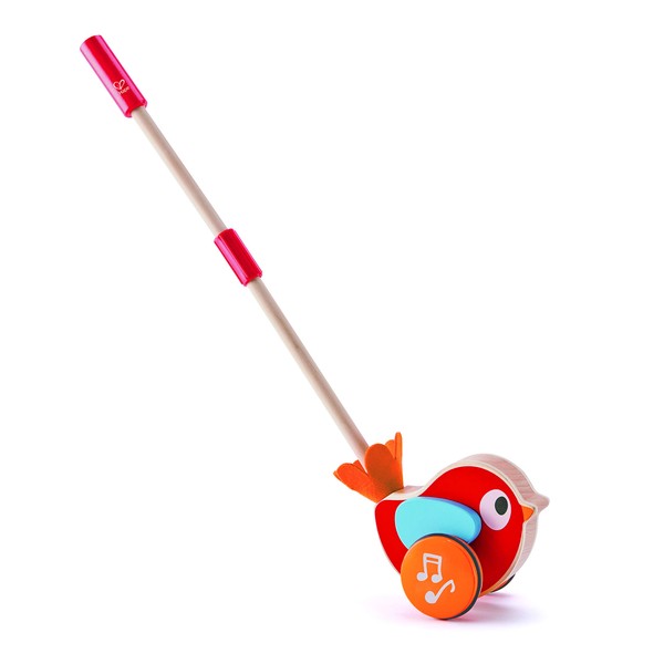 Hape Lilly Musical Push Along | Wooden Push Along Baby Walking Bird, Playful Kids Toy with Detachable Stick, Multicolor, 22.05 Inch (E0353)