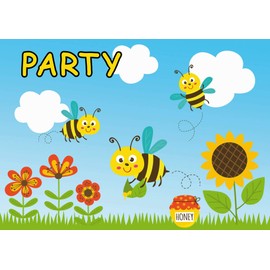 16-Piece Invitation Card Set Sweet Bees for Children's Party and Children's Birthday Parties 8 Invitations and 8 Envelopes Bee Honey Bee Party