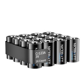 NICEBATT CR123A 3V Lithium Battery, 1500mAh Long-Lasting for Cameras and Lighting Equipment etc, 123A 3 Volt Batteries Cell, 16 Count