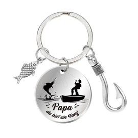 Konsait Vatertagsgeschenk für Papa Schlüsselanhänger Edelstahl Angler Geschenke für Männe Schlüsselanhänger Gravur Bester Papa Geschenke Eignung Vatertag Geburtstagsgeschenk Erntedankfest