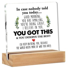 Acrylic Plaque Photo Frame,Inspirational Desk Sign - Motivational Quote - Clear Acrylic - 4 x 4 Inches - Modern Theme - Tabletop Decorative Sign