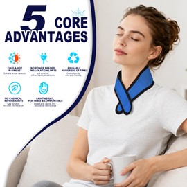 Reusable Cooling Neck Ice Pack Wrap, Ice Pack for Neck with 2 Cold Pads