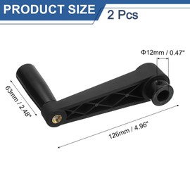 sourcing map 2Pcs 12x126mm (Dia x L) Revolving Handwheel Machine Handle, Universal Lathe Crank Grip Replacement for Industry Lathe Milling Grinding Machine, Black (Round Hole)