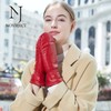 NOVBJECT Women Leather Mittens Finger Rabbit fur Lining Winter Sheepskin