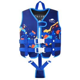 Gogokids Toddler Swim Vest, Kids Float Jacket with Dual Adjustable Strap, Child Swimming Pool Vest for 2-8 Years Swimming Learning