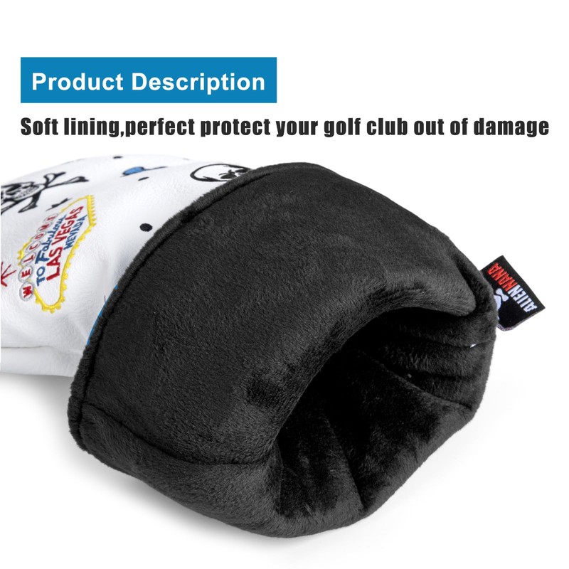 ゴルフクラブヘッドカバー Shark ゴブレットゴルフヘッドカバー ゴルフウッドカバー Aliennana ドライバーカバー （DR)フェアウェイウッド（FW)、ユーティリティ用(UT) (ドライバー用(1枚)) 高級刺繍 PUレザー製