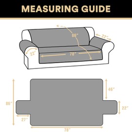 PrinceDeco Couch Cover for Dogs Washable XL Couch Covers for 3 Cushion Couch Sofa Pet Friendly Water Resistant Furniture Protector with Elastic Straps(XL Sofa 78",Brown