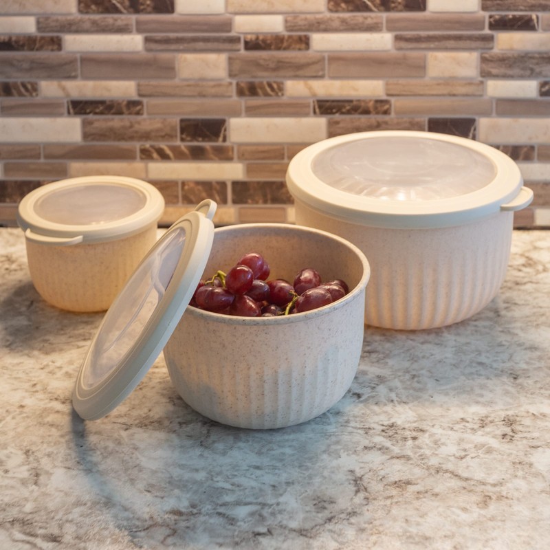 Classic Cuisine Set of 3 Bowls with Lids - Microwave,