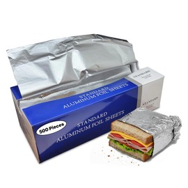 Pre-Cut Aluminum Foil Sheets, Foil Pop Up Sheets, 12x12 Inches, Box of 500 Sheets (1)