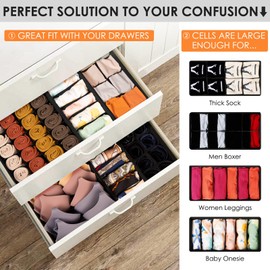 Criusia Drawer Organizer Clothes with Dividers, 8 Pack Dresser Organizer Bins for Nursery Bedroom, Closet Organization and Storage Dividers for Clothing, Baby Clothes, Underwears, Socks (Black)