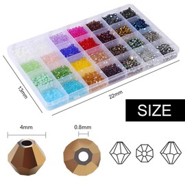 2800pcs Electroplated Tapered Crystal Jewelry Making Kit -Sparkly Beads for Bracelet Making Kit 28 Colors 4mm Crystal Glass Beads Bracelet Necklace Making Kit DIY Crafts, Gifts for Beginner Women