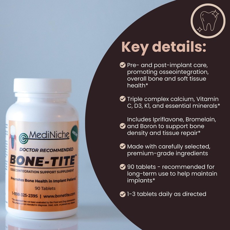 MediNiche Bone-Tite Osseointegration Support Supplement I Key Vitamins, Minerals, and