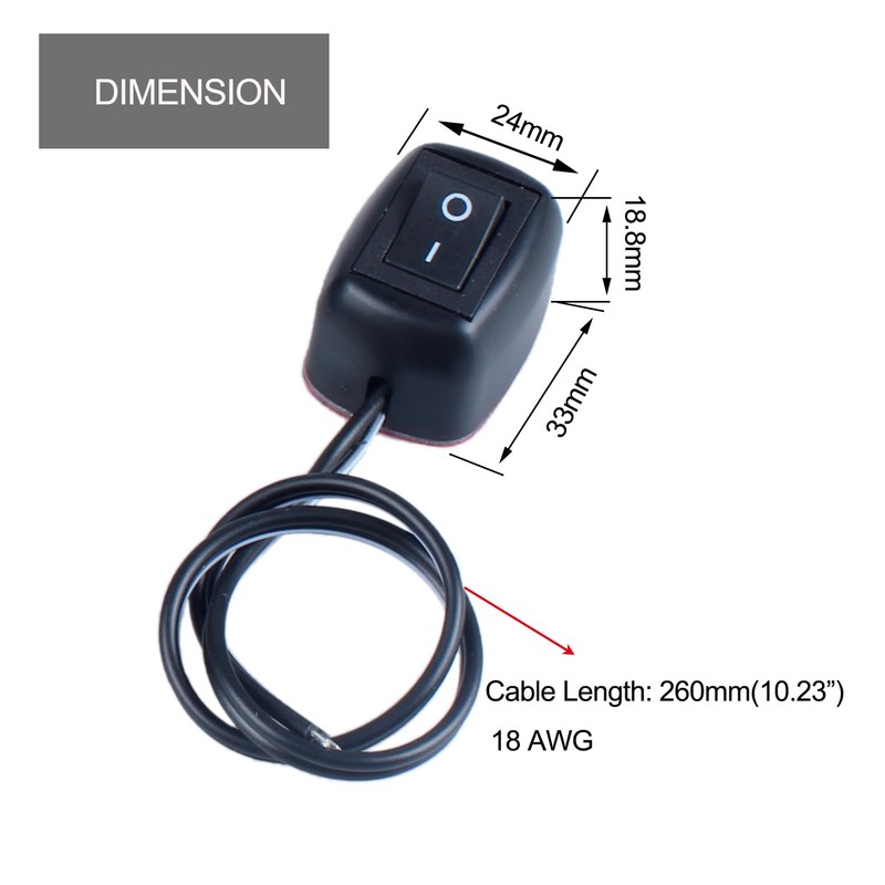 DMWD Paste Type Switch ON/Off Inline Rocker Toggle Switch 250V