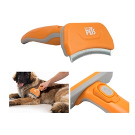 Fancy Pets Deslanador Curvo para Perros GDE, Cuchilla Metálica Fina, Ergonómico para Pelo Medio y Largo, Eliminación Suave de Pelo Muerto y Prevención de Nudos, 16 cm