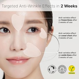 HUECALM Parches antiarrugas para lifting facial con colágeno hidrolizado, cinta antiarrugas invisible para la frente, los ojos y la línea de la sonris