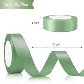 Green Ribbon for Flower Bouquet 1 Inch 25 Yards Sage Green Ribbon Satin Ribbon Sage Ribbon Bouquet Ribbon Gift Wrap Ribbons for Flower Bouquets Green Satin Ribbon Olive Green Ribbon for Gift Wrapping