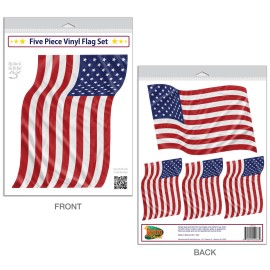 Retro Planet Waving American Flag US Patriotic Vinyl Sticker Set of 5