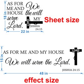 ANFRJJI Jesus and Christian Wall Decal - As for Me and My House, We Will Serve The Lord Vinyl Wall Art with Inspirational Quote - 15"x48" - PVC Removable Wall Sticker for Church and Prayer Room (balck