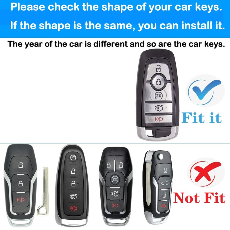Kirsnda for Ford Key fob Cover,Texture case,with Keychain,Key Shell/Skin,5-Buttons fit