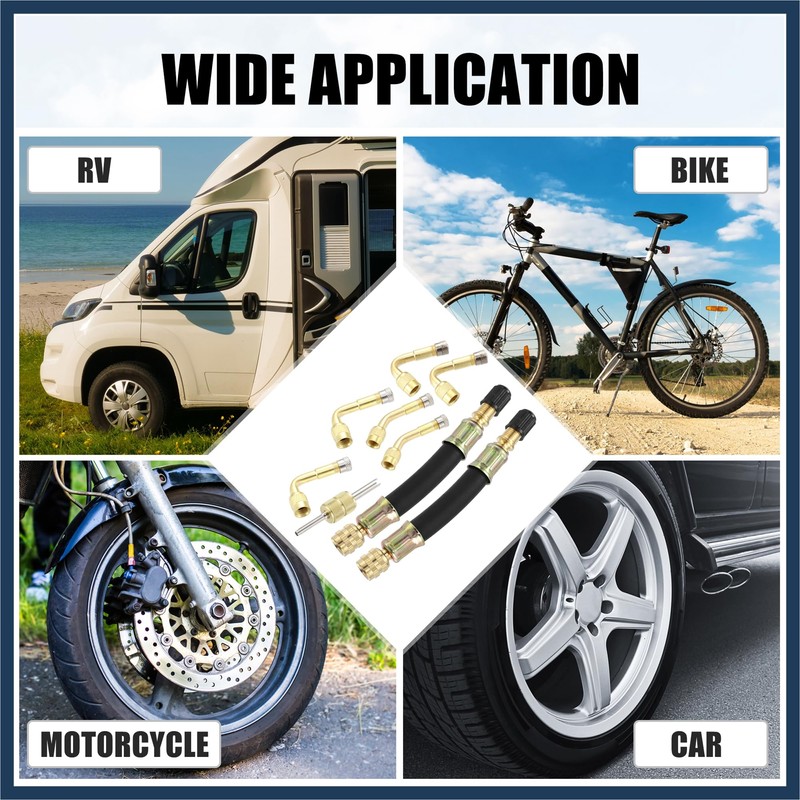 INFINAUTO 9pcs Tire Valve Stem Extension Dual Extender Pipe 3.9"