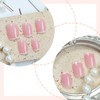Pink Press on Nails Short Fake Nails White French Tip