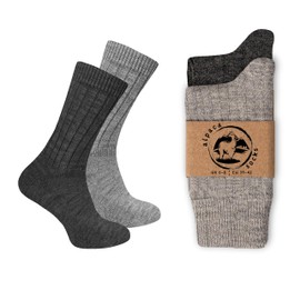 Alpaca Wool Socks for Men and Women 2 Pairs Multipack Fine Knit Warm Soft Cozy Natural Thermal Thick Boot Socks Hiking Camping, Grey-anthracite