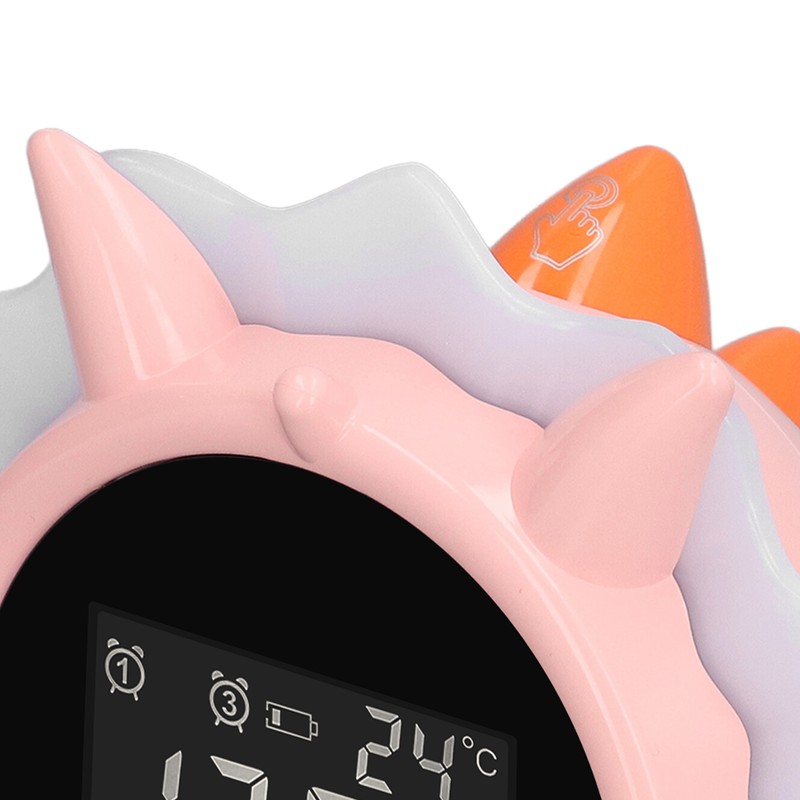Alarm Clock Pink Dinosaur Shape Multifunctional Bedside LED Electronic Alarm
