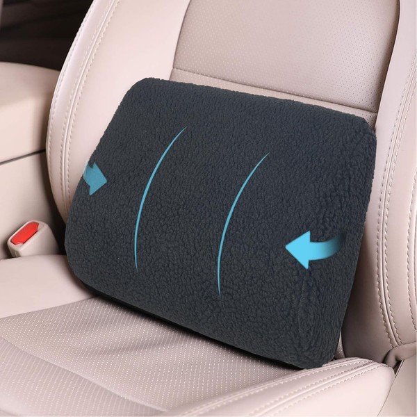 Big Hippo Lumbar Support Pillow Soft Plush Back Pillow Memory Foam Back Support for Car - Mid/Lower Back Support Cushion for Car Seat (Black)