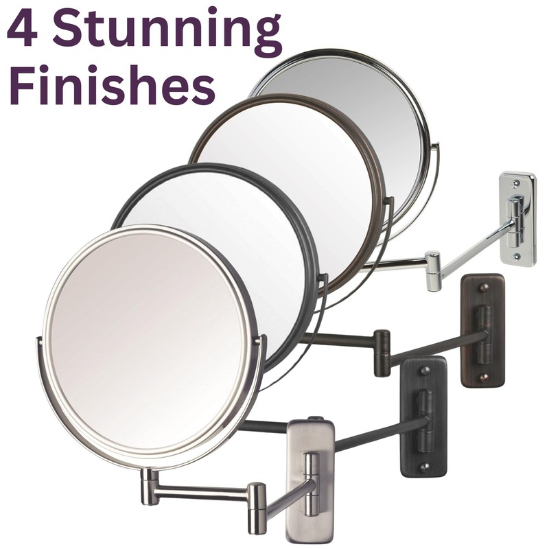 JERDON Two-Sided Wall Mounted Nickel Finish Makeup Mirror - 5X-1X