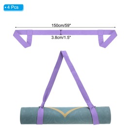 PATIKIL Yoga Mat Strap, 4 Pack Adjustable Yoga Mat Carrier Straps Sling Cotton Anti Slip Mat Holder Stretching Band for Exercise, Light Purple
