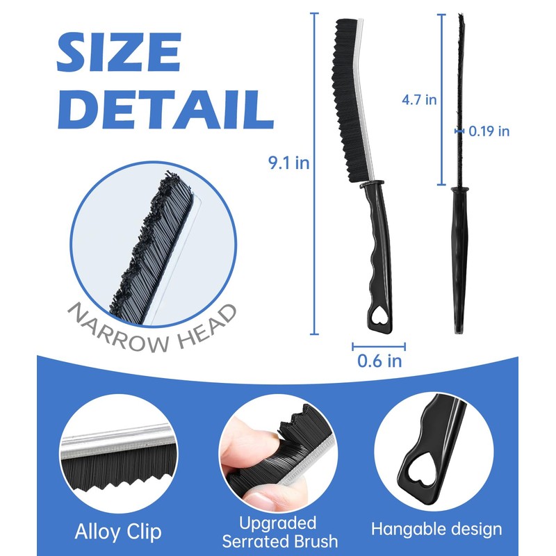 3 Piece Hard Bristle Corner Cleaning Brush, Split Cleaning Brush