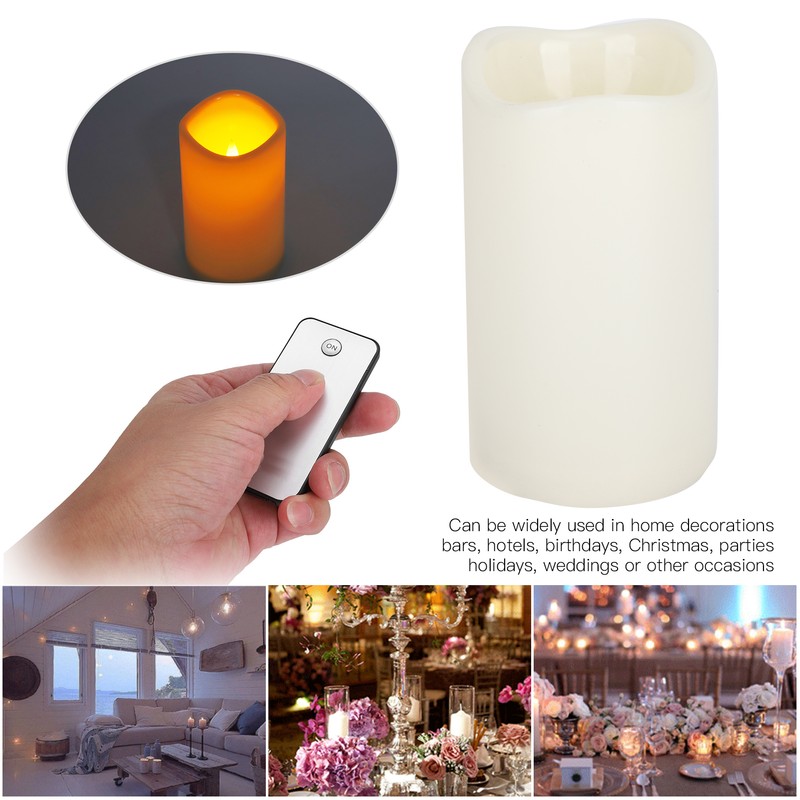 3pcs Electronic LED Candles Plastic Flameless Flickering Pillar Fake Candles