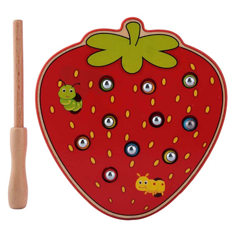 Capture Worm Magnetic Wooden Toy Kid Educational Intelligence Development Toys