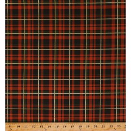 Timeless Treasures Cotton Seasonal Plaid Rust Glitter Thanksgiving Fabric Print by the Yard D510.48