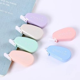 LOPURO White Out Correction Tape, 6Pcs Cute White Out Tape Pastel Color Correction Tape Eraser Easy to Use Applicator Instant Corrections for School Office Home Supplies (Simple)