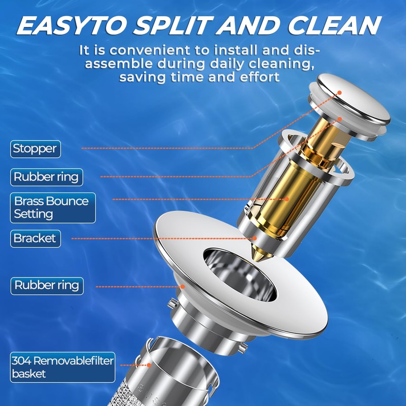 Bathroom Sink Drain Strainer,(2PCS) Pop-up Sink Drain Strainer with Removable