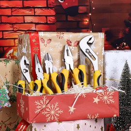 TOPLINE 5-Piece Pliers Set, Pliers Tool Set Included 8" Groove Joint, 7" Linesman, 6" Long Nose, 6" Slip Joint, 6" Diagonalfor Basic Home Maintenance