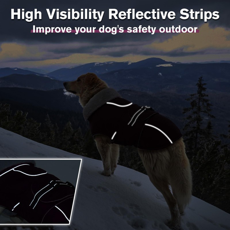 Lelepet Warm Dog Coat Waterproof Dog Jacket for Large Dogs
