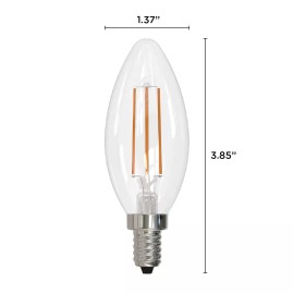 Bulbrite 776627 LED Filament Chandelier 120V 5W 60W Candelabra E12 Clear 3000K Soft White