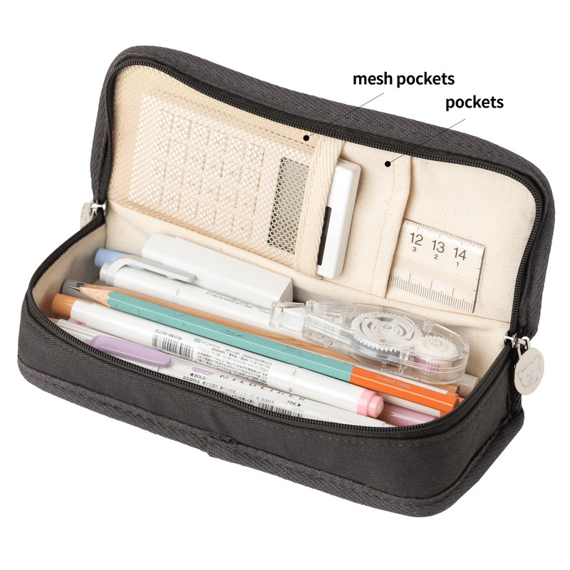 brunch brother Daily Black Pencil Case, Large Capacity Pencil Pouch
