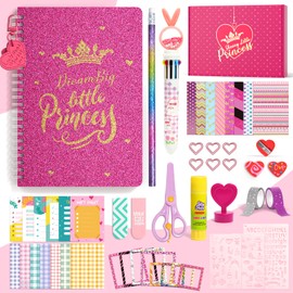 ADUSRIZ Princess DIY Journal Kit for Girls 8-12, 50+Pcs Journal Set for Tween & Teen Girls, Scrapbook & Diary Supplies Set, Journaling Art Crafts Kit with Storage Case, Toys for Ages 6-12 Girls Gifts
