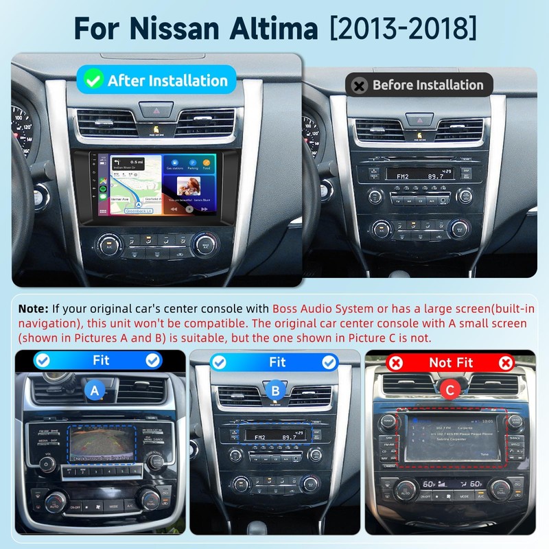 for Nissan Altima 2013-2018 Android Car Stereo Wireless Carplay/Android Auto，2G+32G